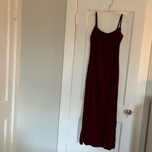 Dessy Creation Velvet Elegant Wine Maxi Dress with details